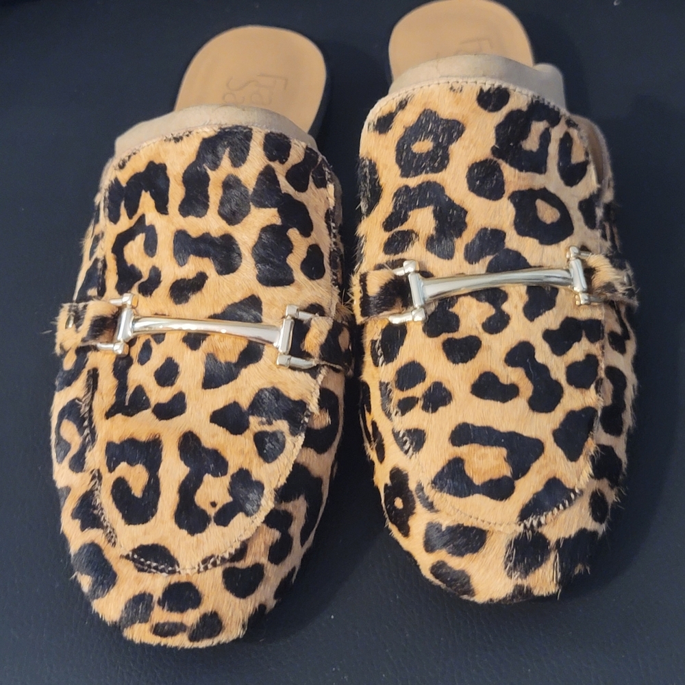 Franco Sarto Leopard Mules